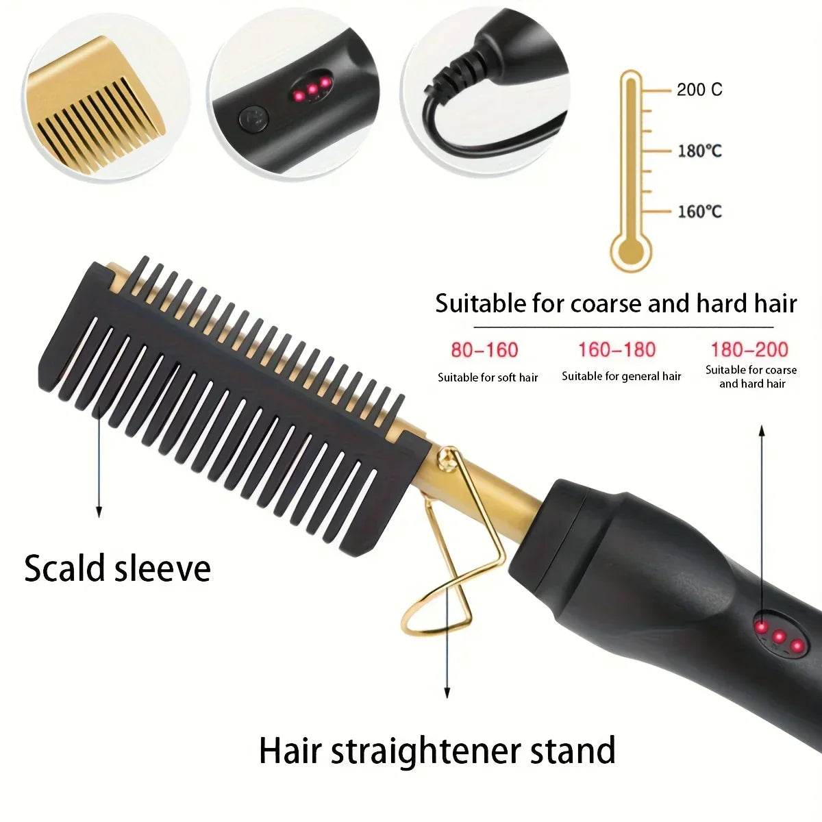 Electric Hair Comb 2-in-1, Curling Iron With Dual Use For Electric Straightening, Electric Straightening Comb