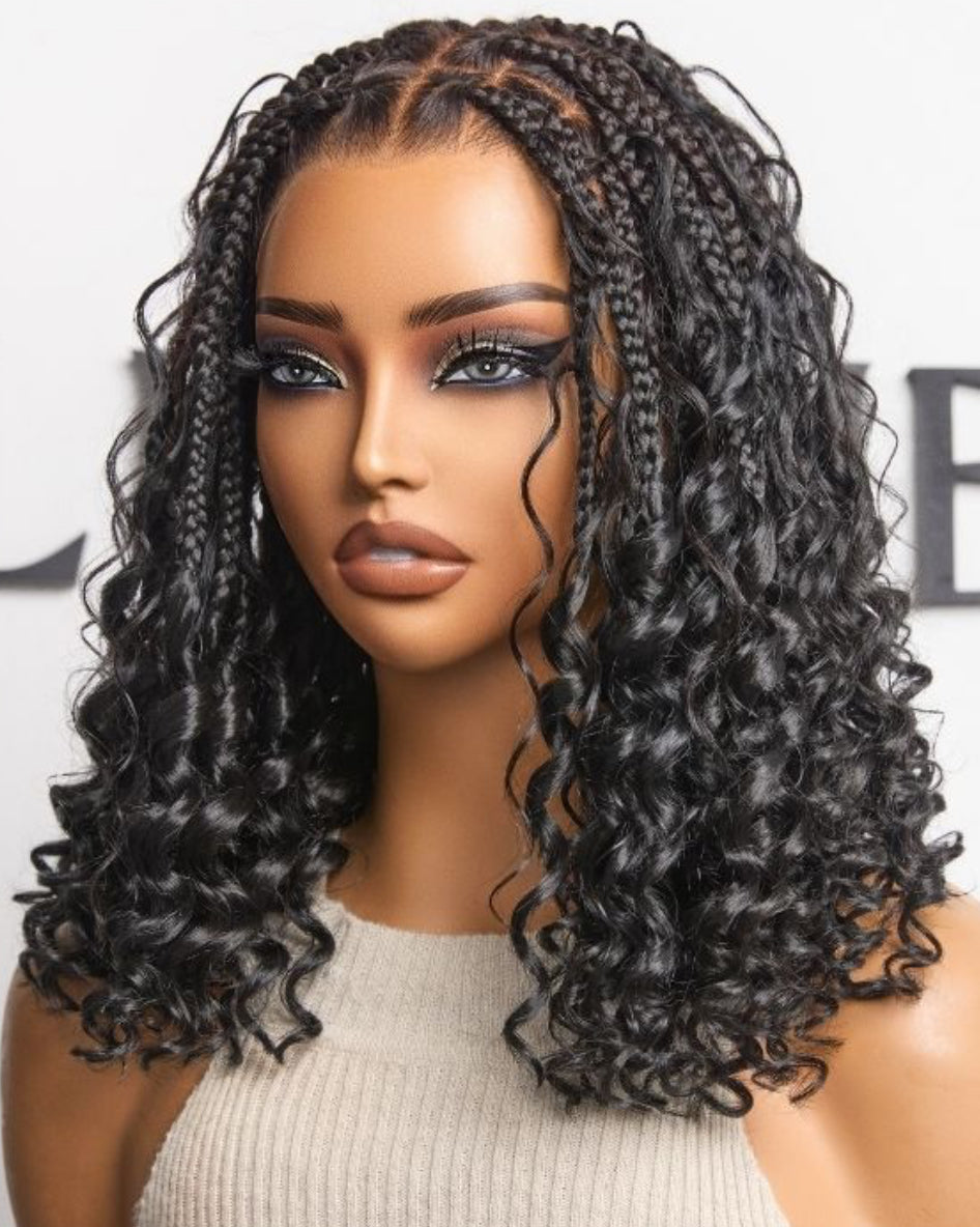 Knotless Boho Curls Braided Bob Wig