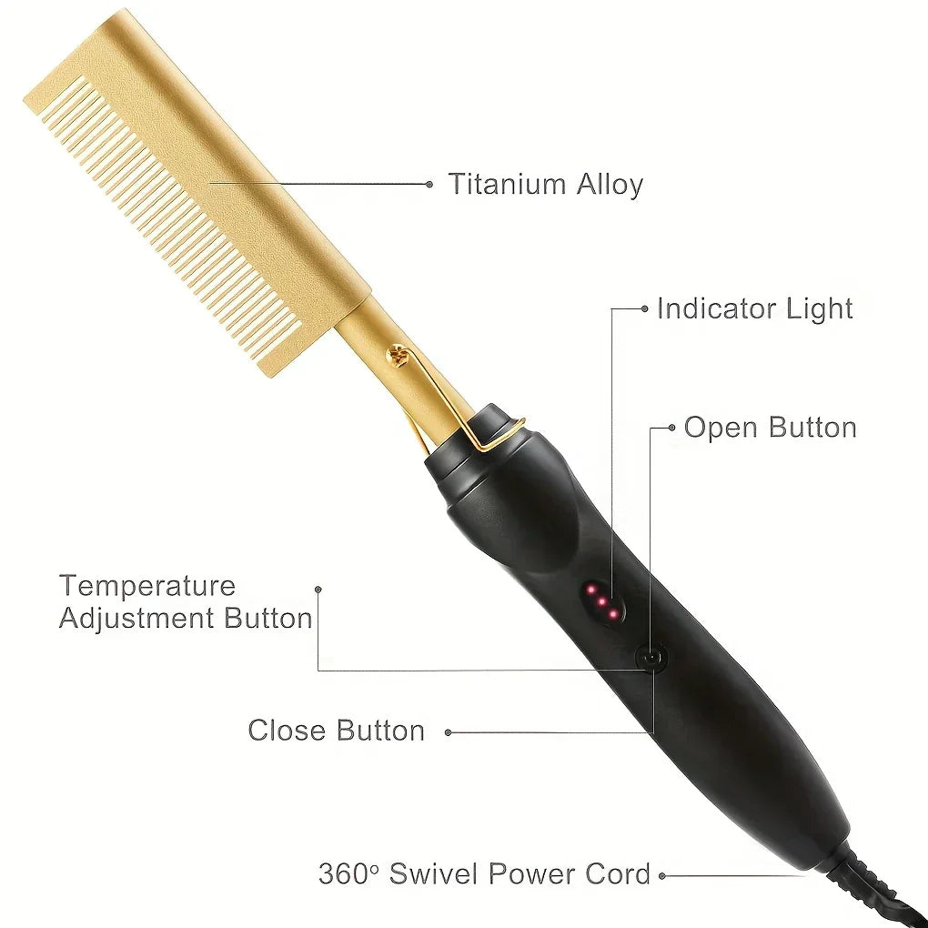 Electric Hair Comb 2-in-1, Curling Iron With Dual Use For Electric Straightening, Electric Straightening Comb