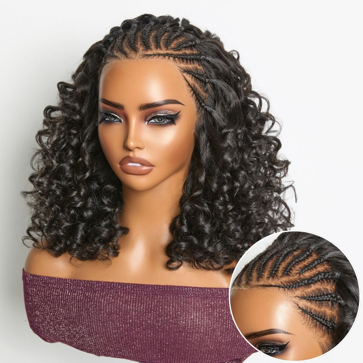 Chic & Voluminous 180% Density Pre-Braided Bouncy Curly Glueless Ear-to-ear 13x4 Frontal Lace Wig