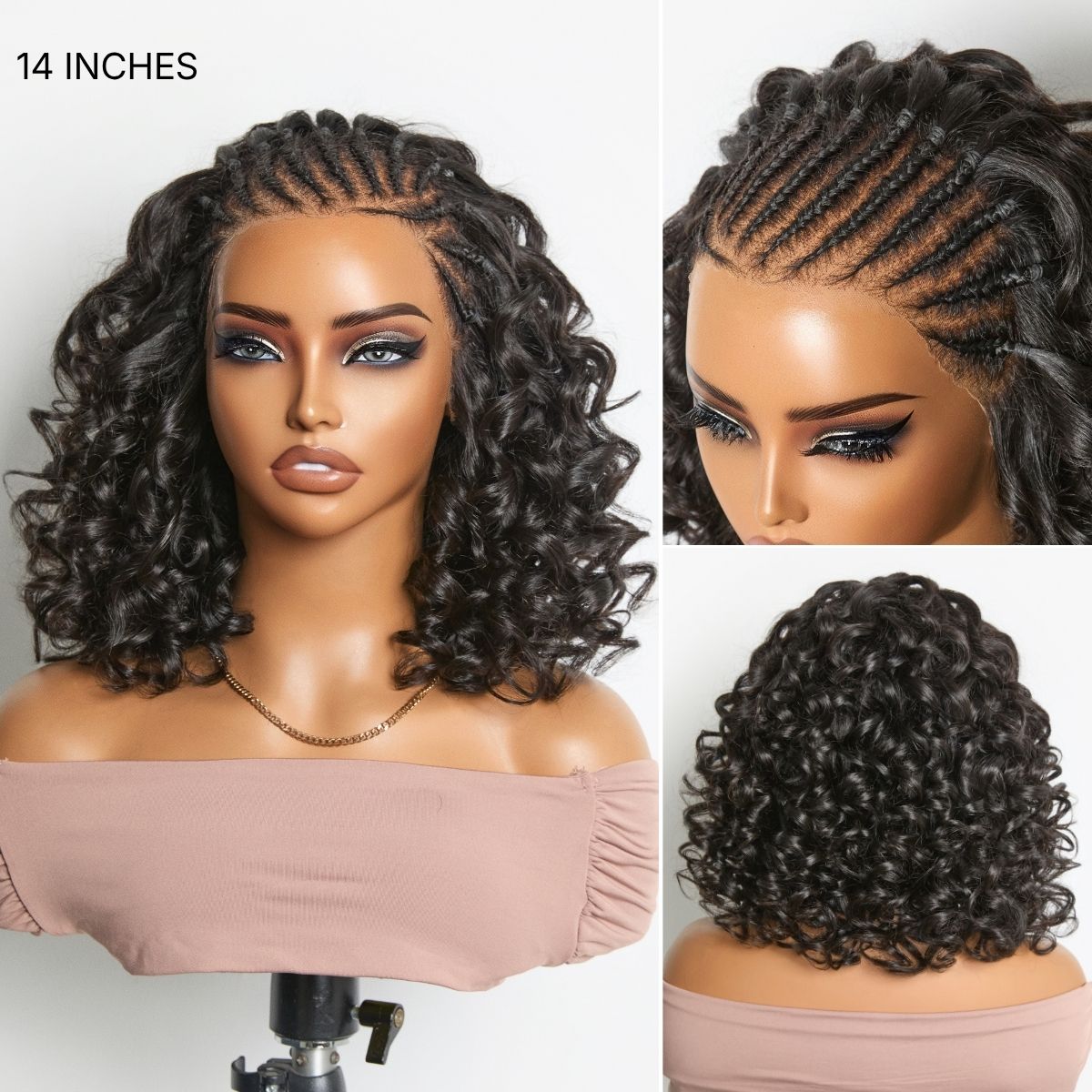 Chic & Voluminous 180% Density Pre-Braided Bouncy Curly Glueless Ear-to-ear 13x4 Frontal Lace Wig